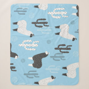 Llama and cactus, cute pattern. sherpa blanket
