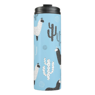 Llama and cactus, cute pattern. thermal tumbler