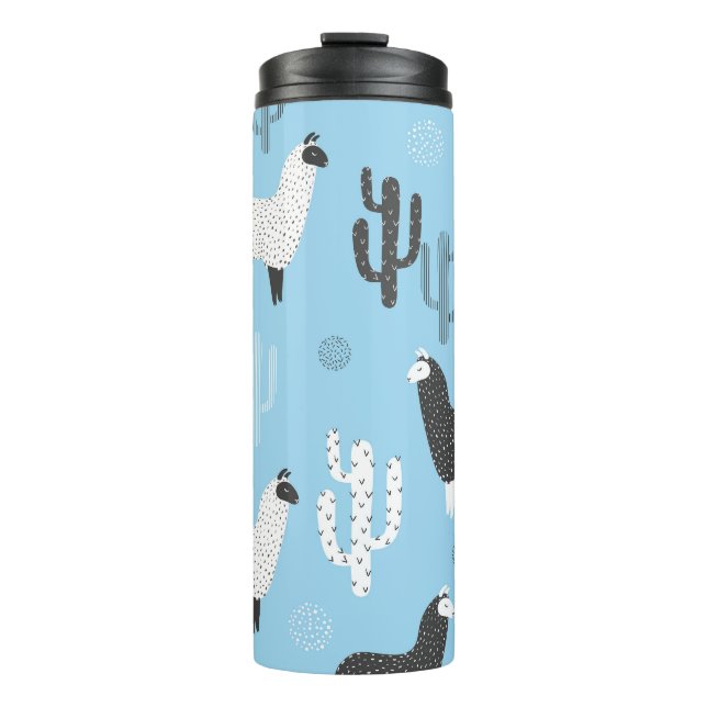 Llama and cactus, cute pattern. thermal tumbler (Front)