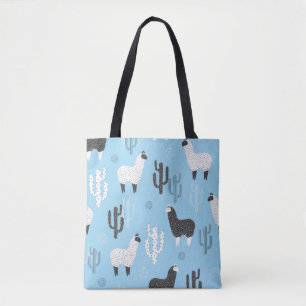 Llama and cactus, cute pattern. tote bag