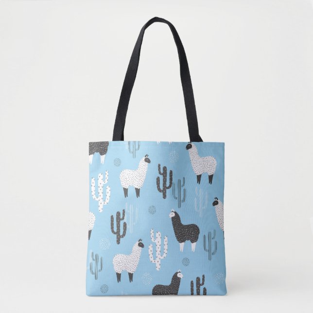 Llama and cactus, cute pattern. tote bag (Front)