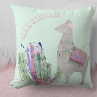 Llama and Cactus Hearts - Pastel Mint Personalised