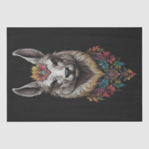 Llama And Flower Portrait, Decoupage Tissue Paper