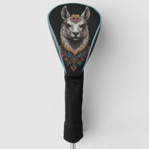 Llama And Flower Portrait,  Golf Head Cover