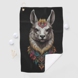 Llama And Flower Portrait,  Golf Towel