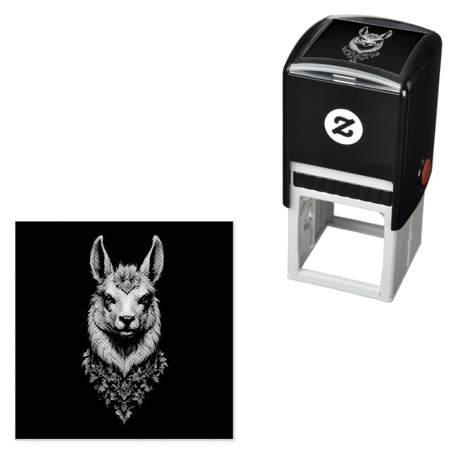 Llama And Flower Portrait,  Self-inking Stamp (In Situ)