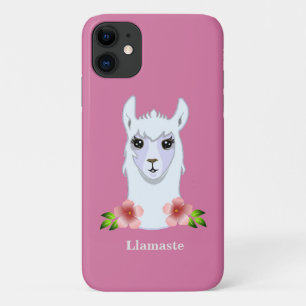 Llama and flowers on rose gold iPhone 11 case