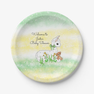 Llama and Teddy Bear Themed Baby Shower Paper Plate