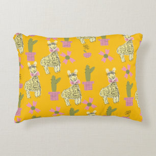 Llama Animal Doodle Yellow Kids Teen Decorative Cushion