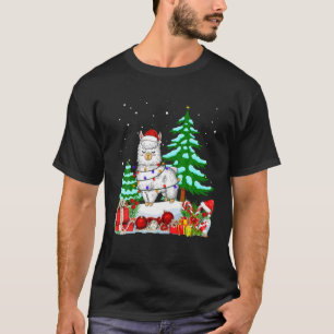Llama Animal Wearing Christmas Tree Hat Claus Funn T-Shirt