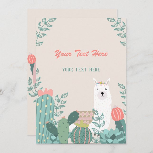 Llama Any Event  Invitation (Front/Back)