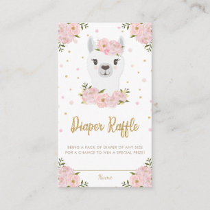 Llama Baby Shower Blush Pink Floral Diaper Raffle Enclosure Card