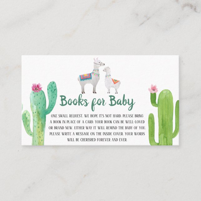 Llama Baby Shower Books for Baby Business Card (Front)