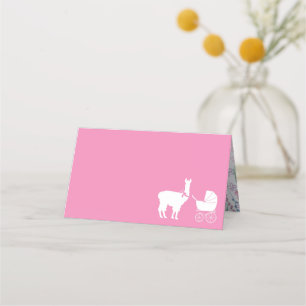 Llama Baby Shower Cute Pink Girl Place Card