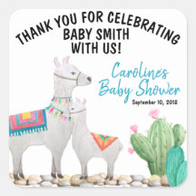 llama baby shower favour sticker thank you sticker