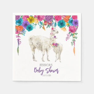 Llama Baby Shower Fiesta Floral  Napkin