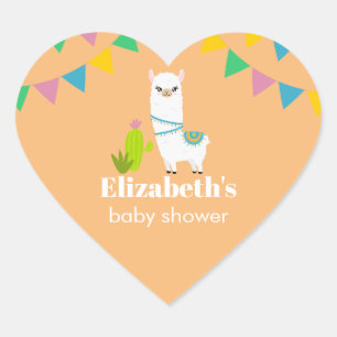 Llama baby shower heart sticker