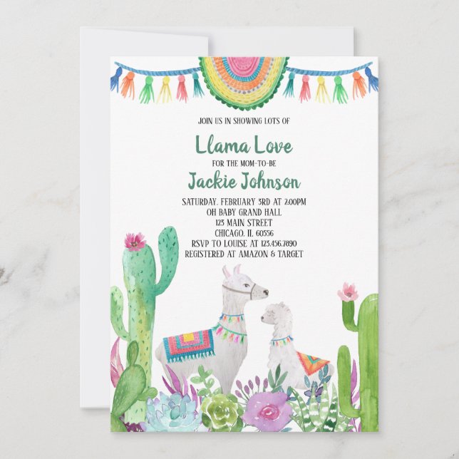 Llama Baby Shower Invitation (Front)