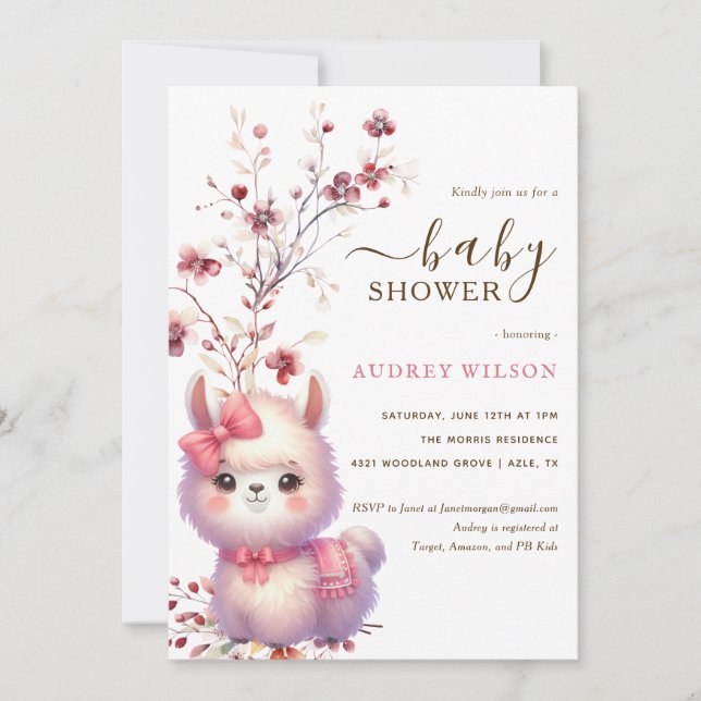 Llama Baby Shower Invitation (Front)
