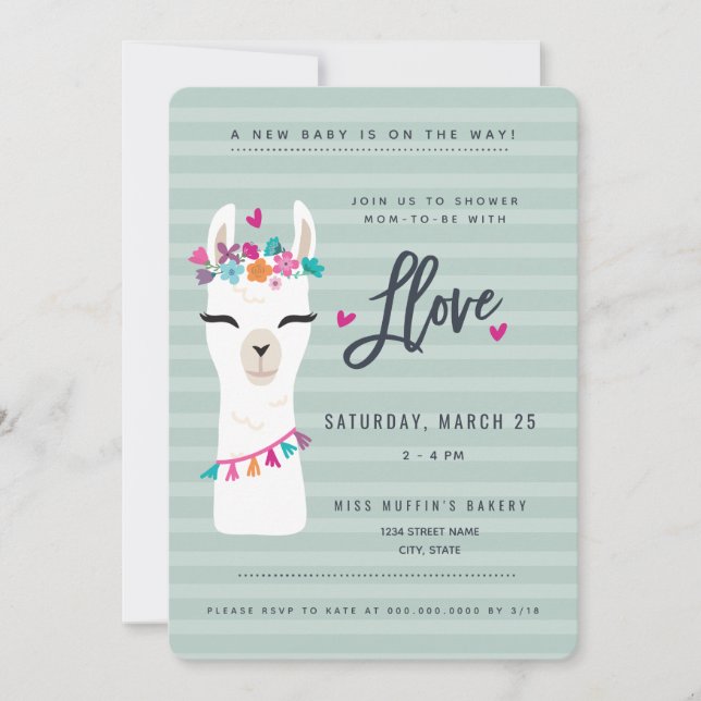 LLama baby shower Invitation // llama love (Front)