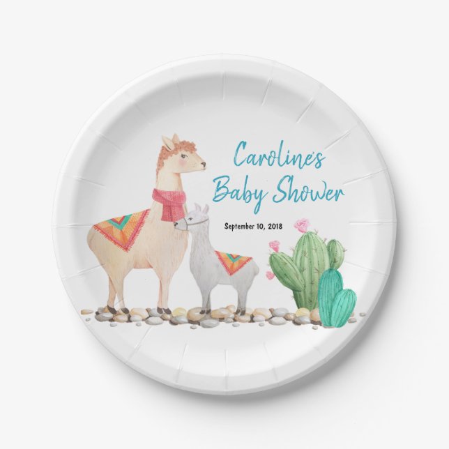llama baby shower paper plates (Front)