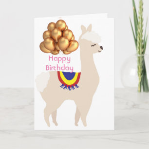 Llama birthday, Birthday Balloons Card