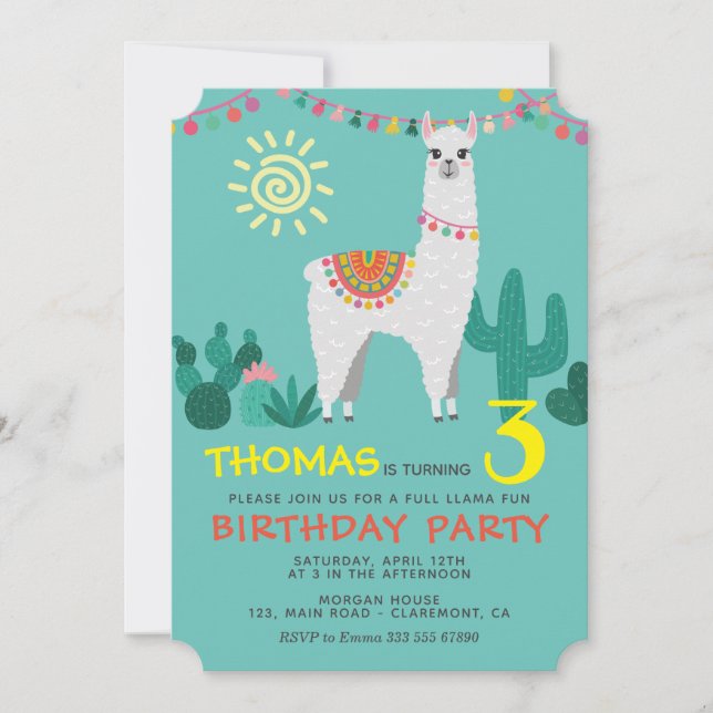 Llama Birthday Boy Invitation (Front)