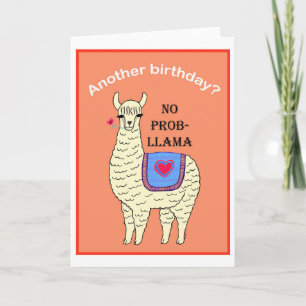 Llama birthday card Funny llama No probllama card