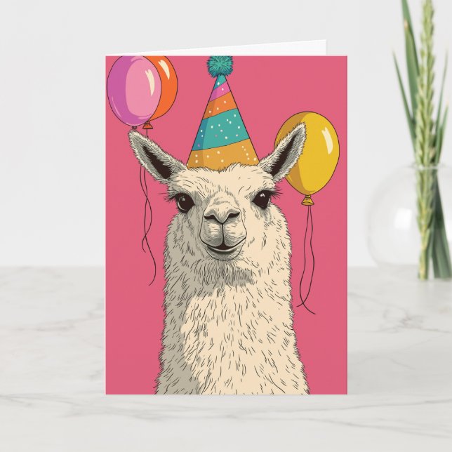 Llama Birthday Card – Funny Party Animal (Front)