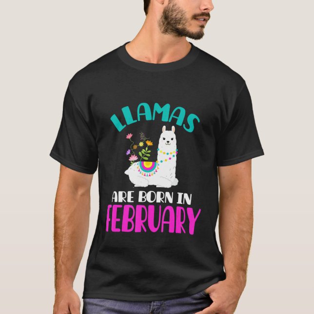 Llama Birthday February Birthday T-Shirt (Front)