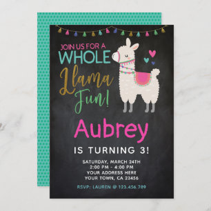 Llama Birthday Invitation - Chalkboard