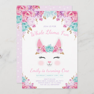 Llama Birthday Invitation Whole Llama Fun Party