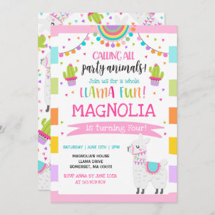 Llama Birthday Invitation Whole Llama Fun Party