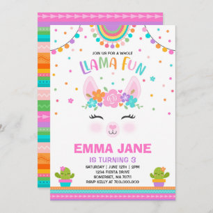 Llama Birthday Invitation Whole Llama Fun Party