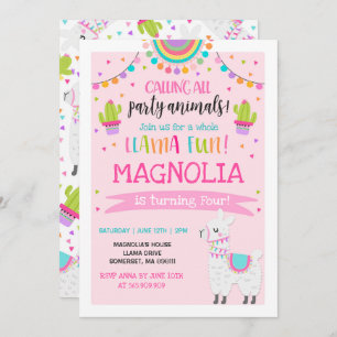 Llama Birthday Invitation Whole Llama Fun Party