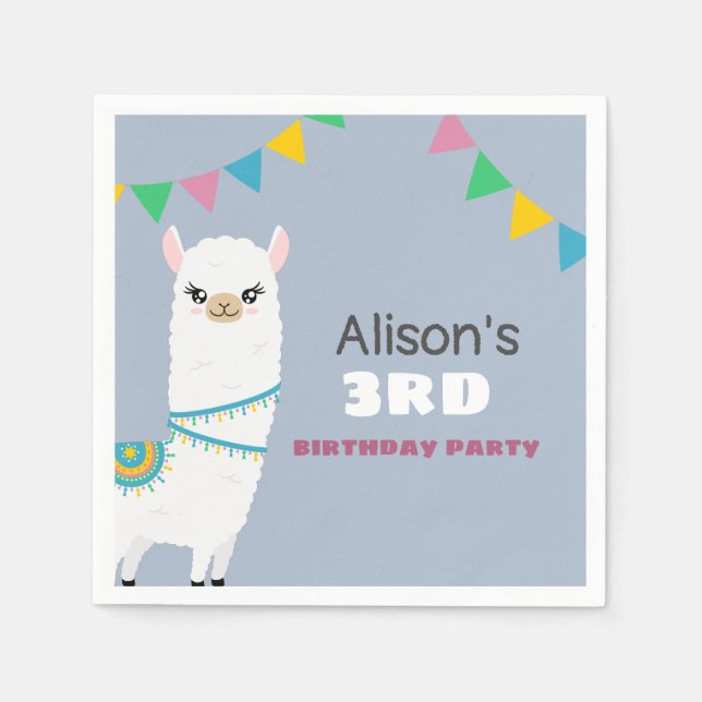 Llama Birthday Napkin (Front)