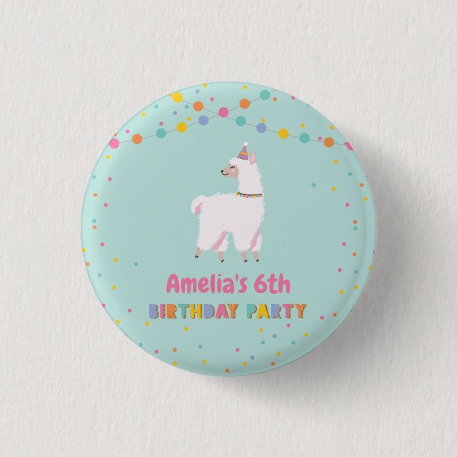 Llama Birthday Party 3 Cm Round Badge (Front)