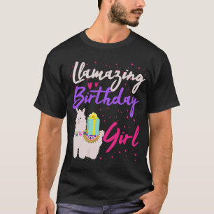 Llama Birthday Party  Llamazing Cute Girls 7th 8th T-Shirt