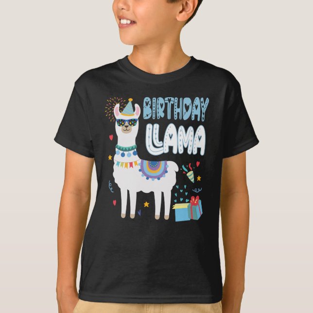 Llama Birthday Party Outfit For Boy Birthday Gift T-Shirt (Front)