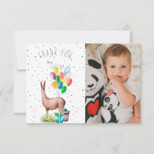 Llama Birthday Party   Photo Thank You Card
