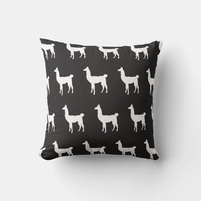 Llama Black White Cushion (Front)