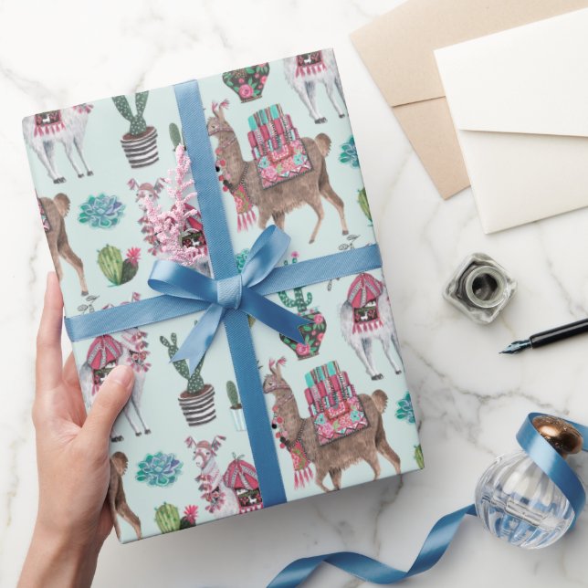 Llama | blue | Wrapping Paper (Gifting)