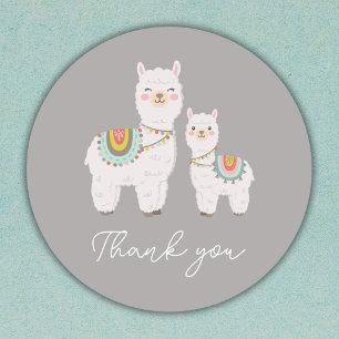 llama boho baby shower classic round sticker