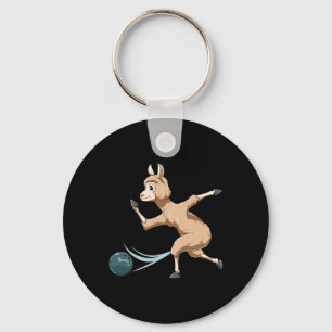 Llama Bowling Llama Playing Bowling Llama Key Ring