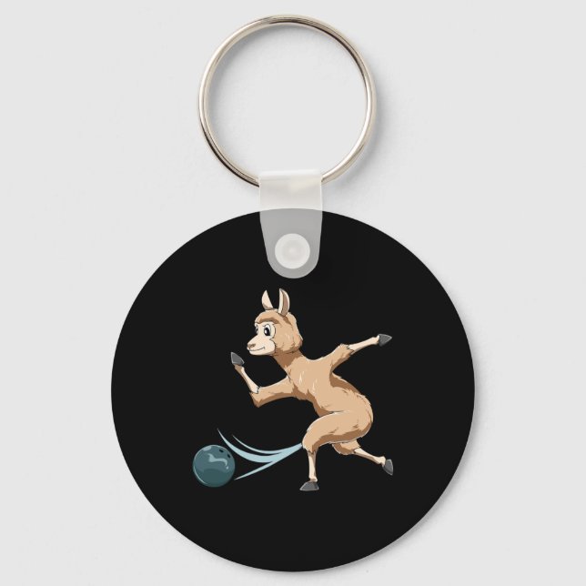 Llama Bowling Llama Playing Bowling Llama  Key Ring (Front)