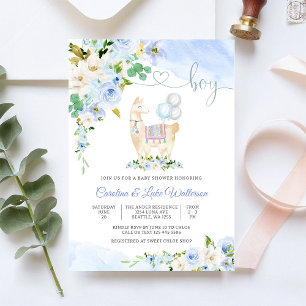 Llama Boy Baby Shower Invitation