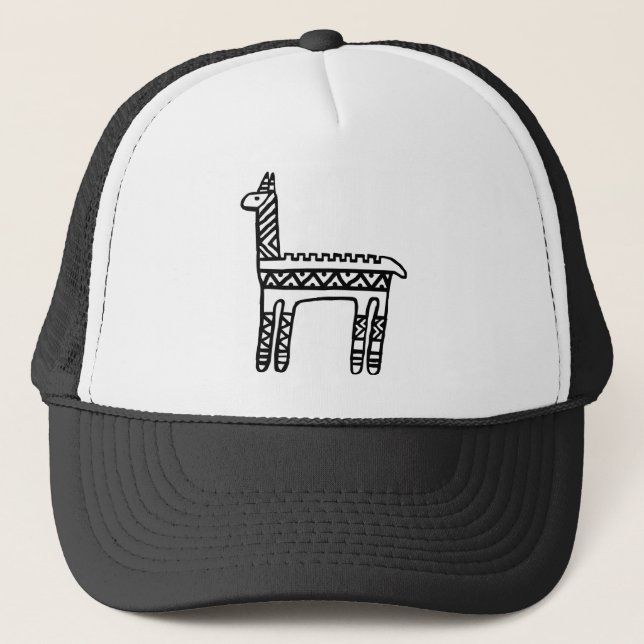 Llama-BW Trucker Hat (Front)