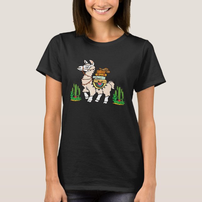 Llama Cactus Aztec Pattern T-Shirt (Front)