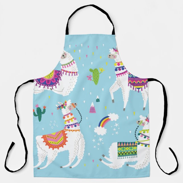 Llama & Cactus: Cute Vintage Set Apron (Front)