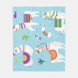 Llama & Cactus: Cute Vintage Set Fleece Blanket